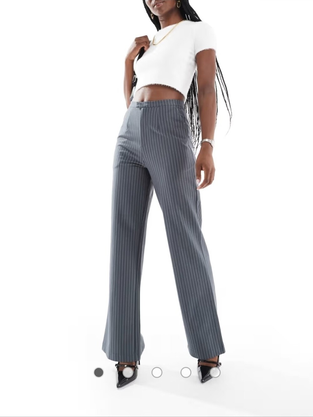 Asos Design Gray/White Pinstripe Wide Leg Trouser Pants US 4 - New with tags